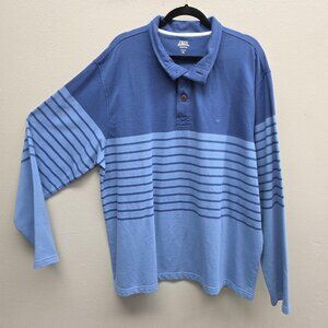 IZOD Saltwater Pullover Shirt Mens 2XL Blue Striped Long Sleeve Relaxed Classics